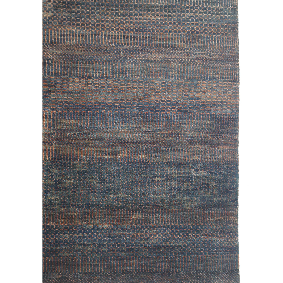 Pacific Flute 42283 Rust Navy Modern Hand Knotted Rug