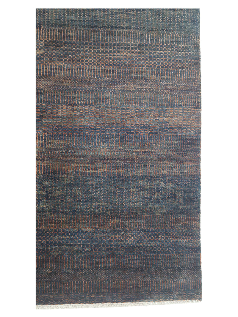 Pacific Flute 42283 Rust Navy Modern Hand Knotted Rug
