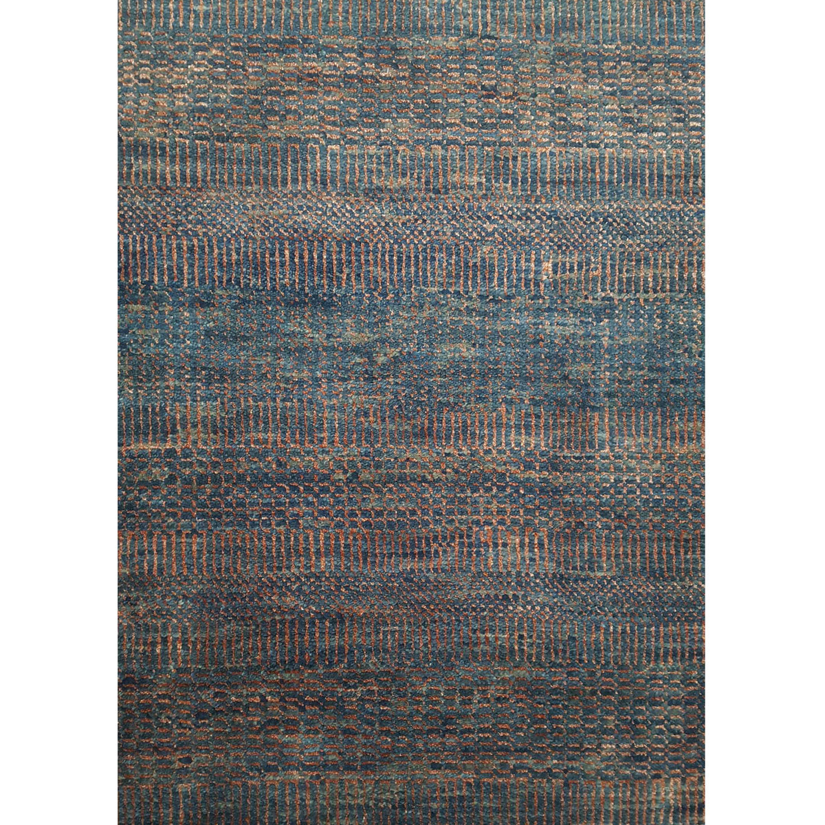 Pacific Flute 42283 Rust Navy Modern Hand Knotted Rug