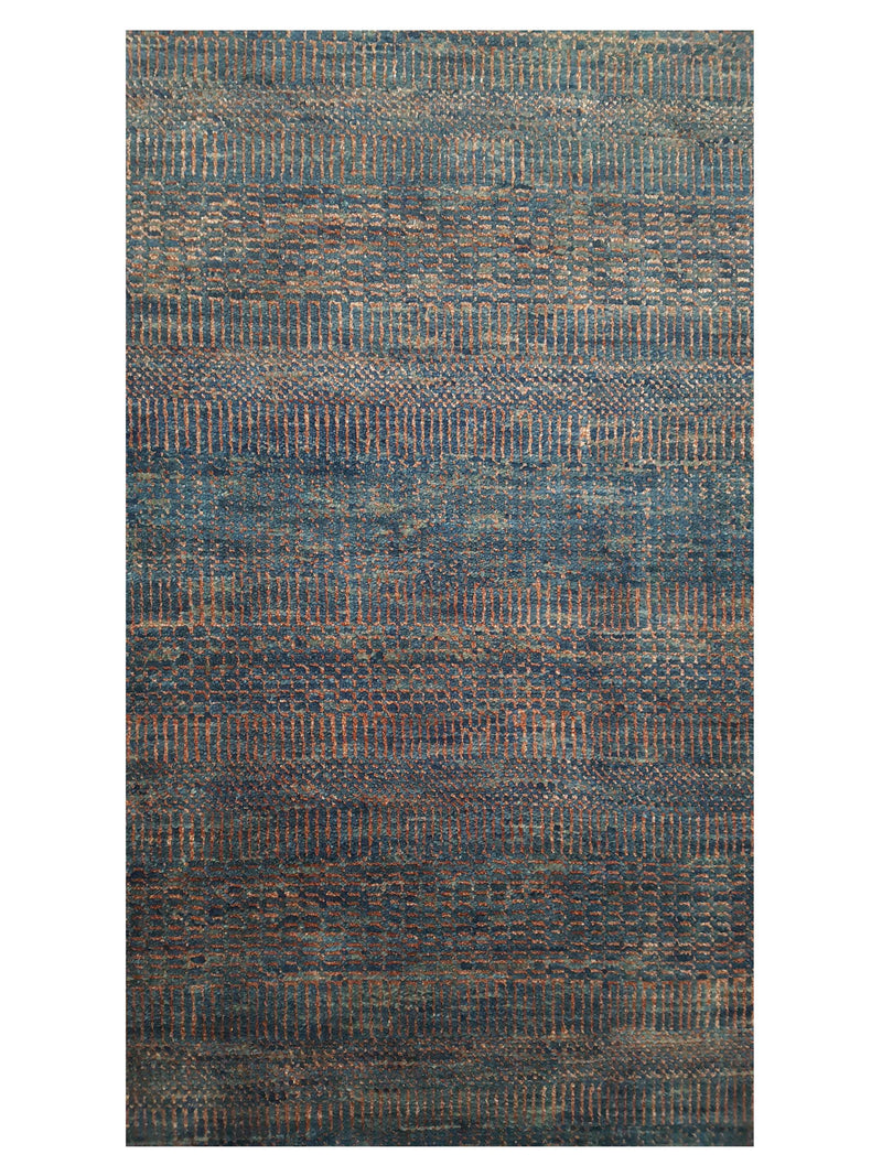 Pacific Flute 42283 Rust Navy Modern Hand Knotted Rug