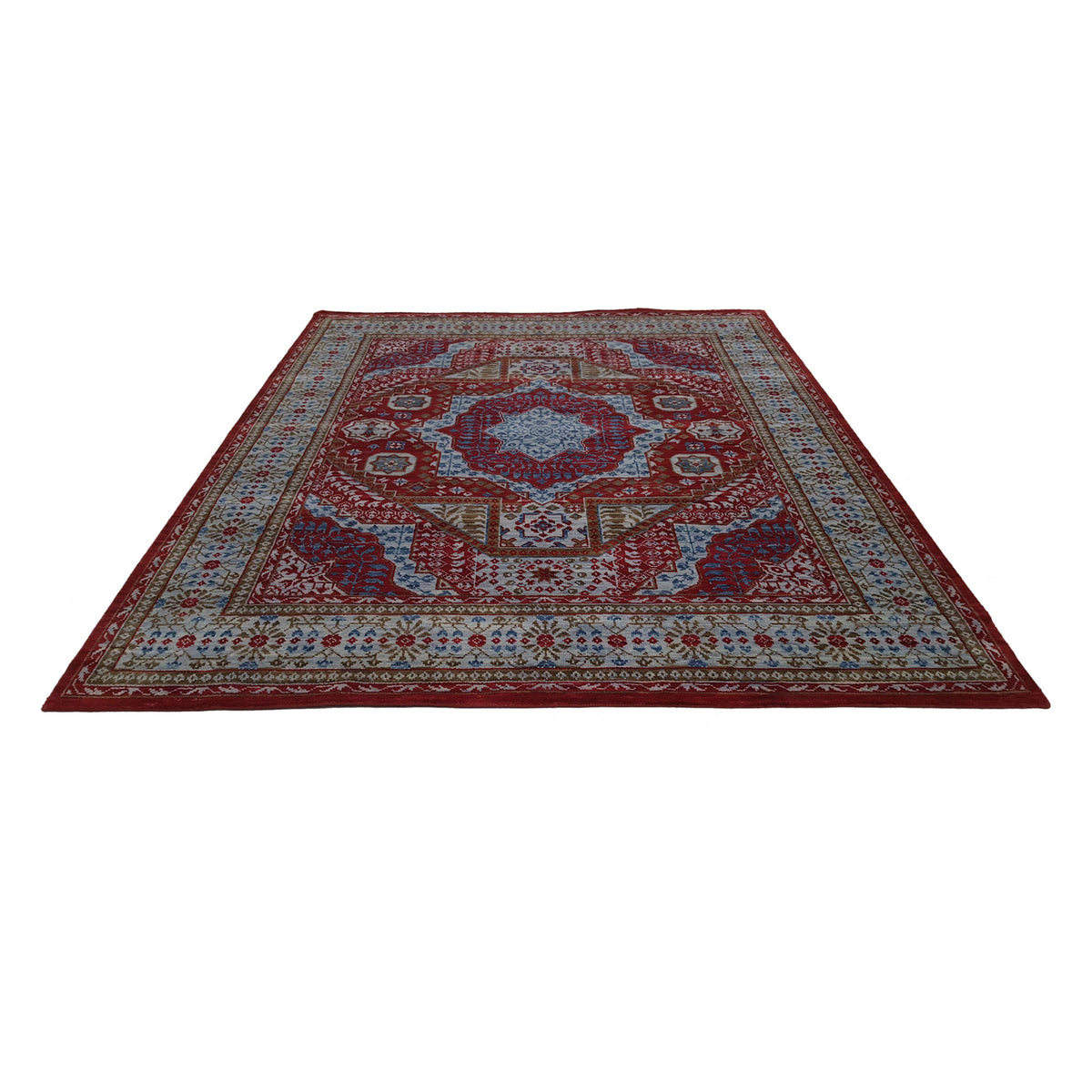 Pacific Mamluk 42326 Red Blue Traditional Hand Knotted Rug