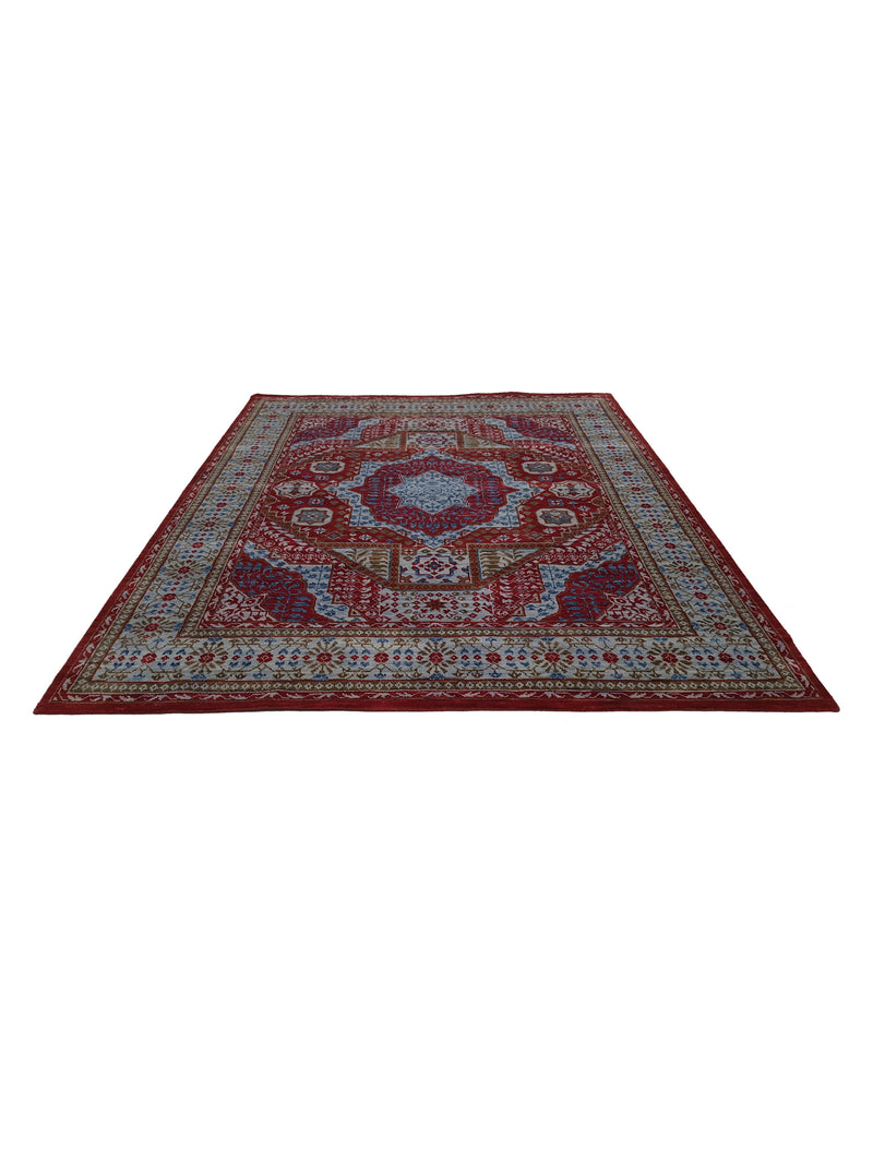 Pacific Mamluk 42326 Red Blue Traditional Hand Knotted Rug
