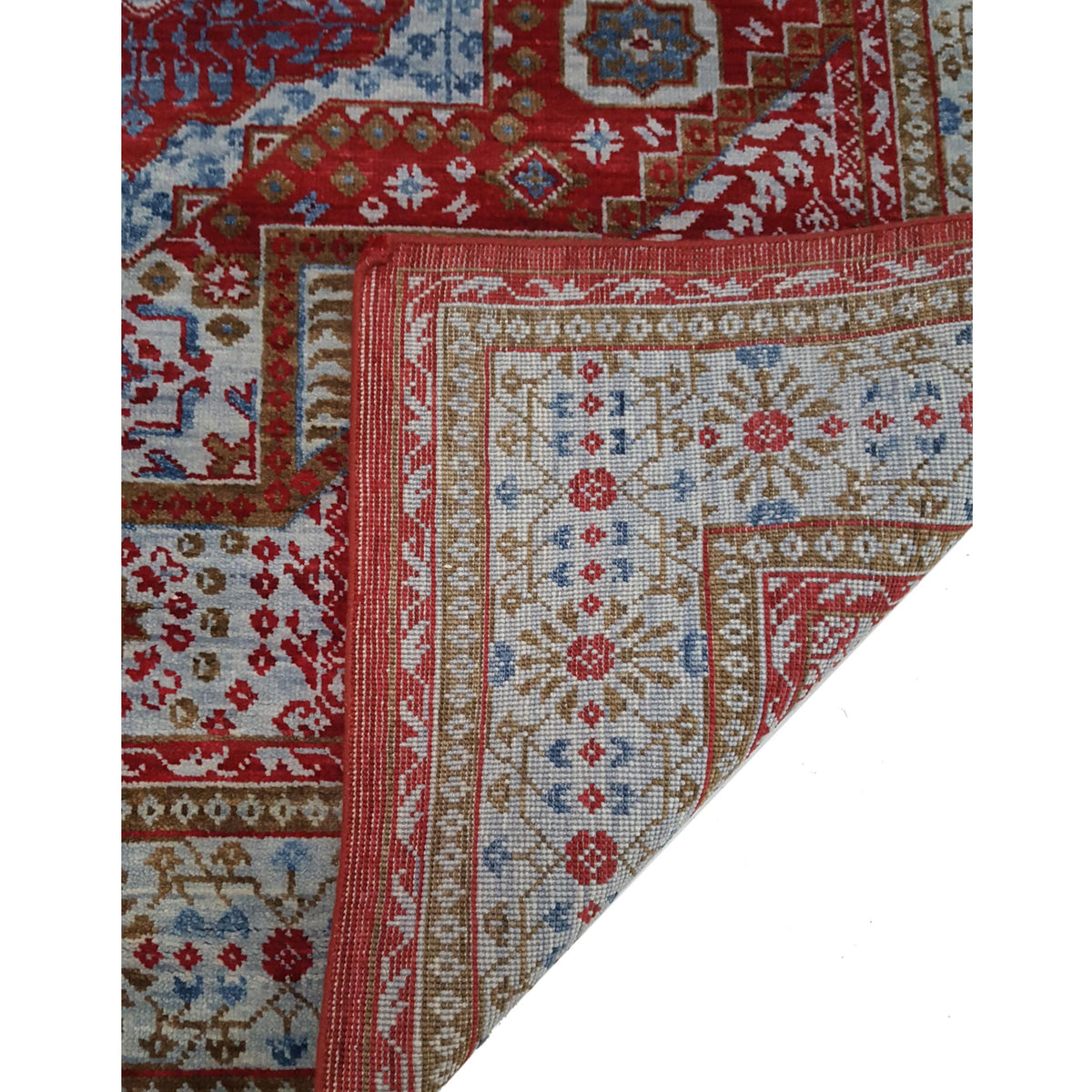 Pacific Mamluk 42326 Red Blue Traditional Hand Knotted Rug