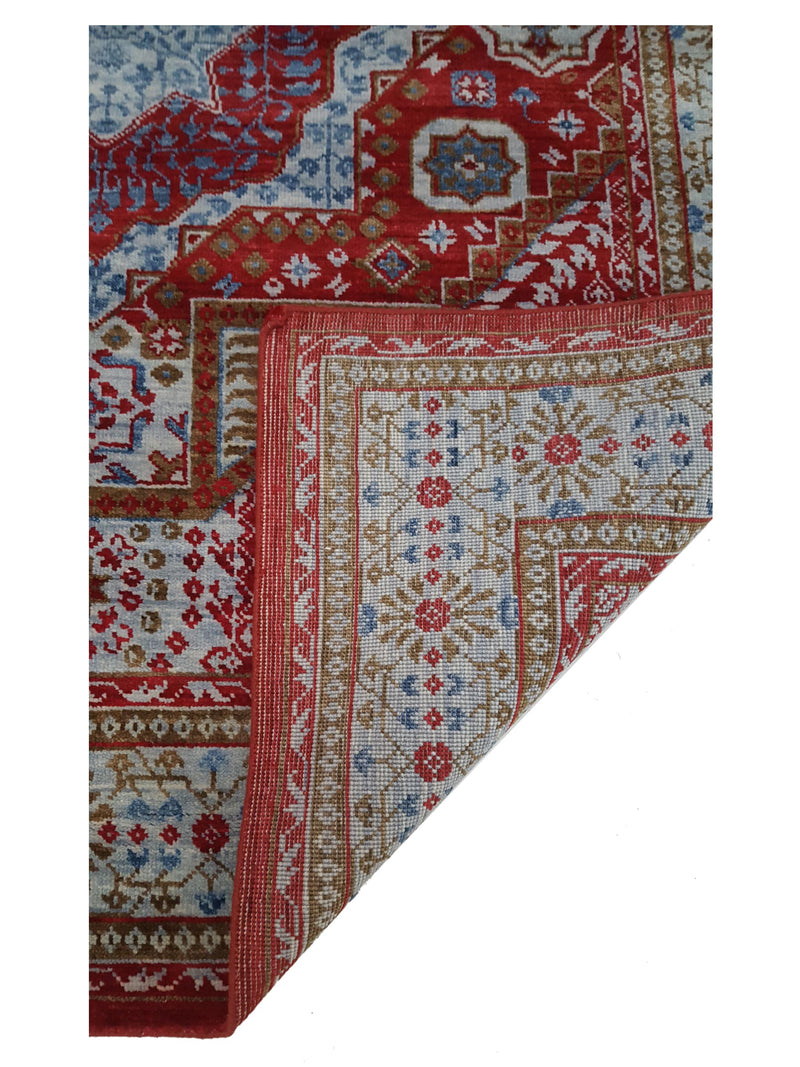 Pacific Mamluk 42326 Red Blue Traditional Hand Knotted Rug