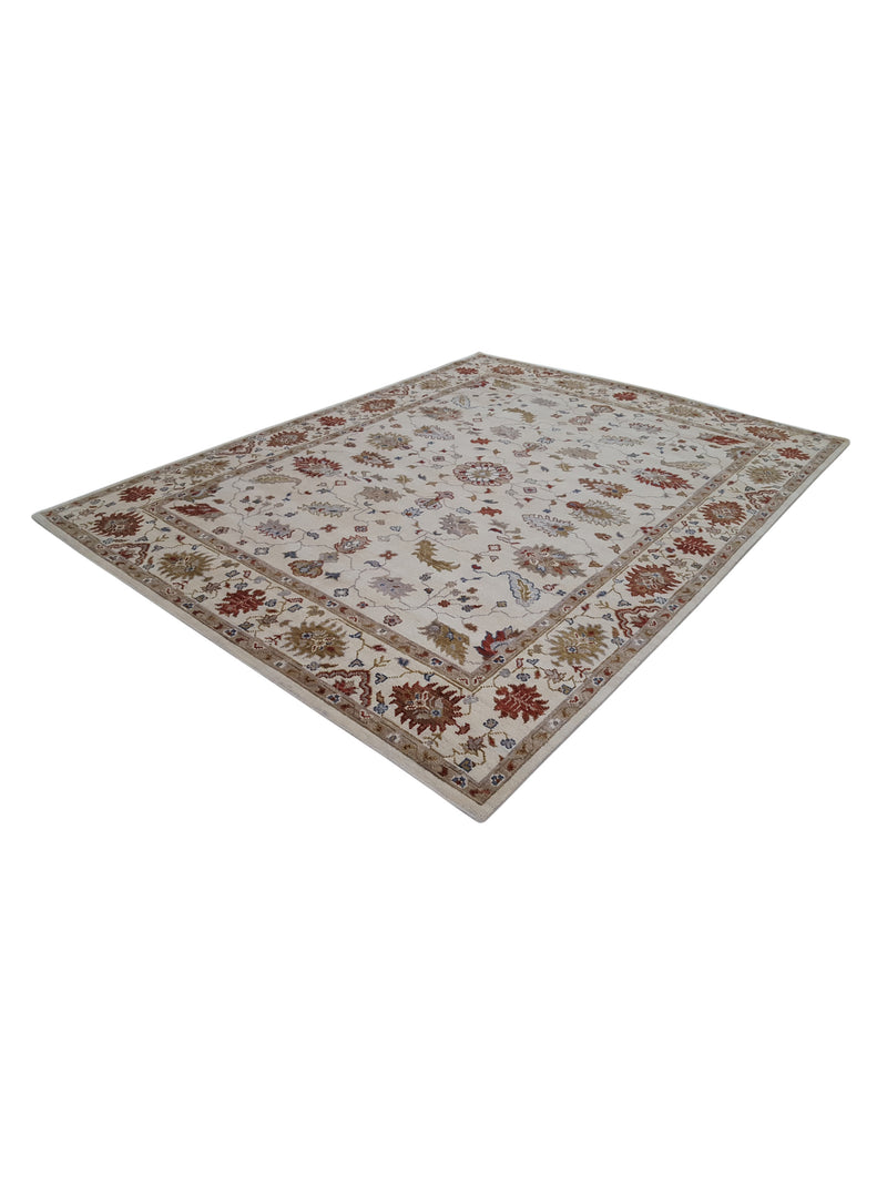 Pacific Ushak 42330 Ivory Red Transitional Hand Knotted Rug