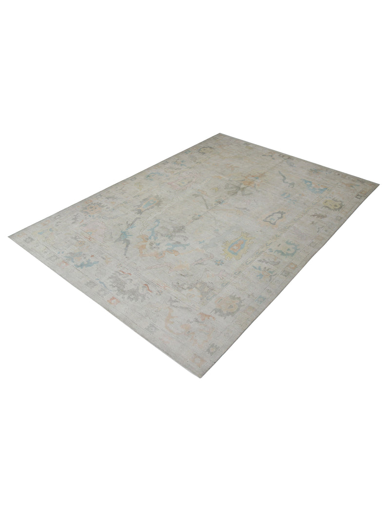 Pacific Ushak Wool Weft 42332 Beige Multi Transitional Hand Knotted Rug