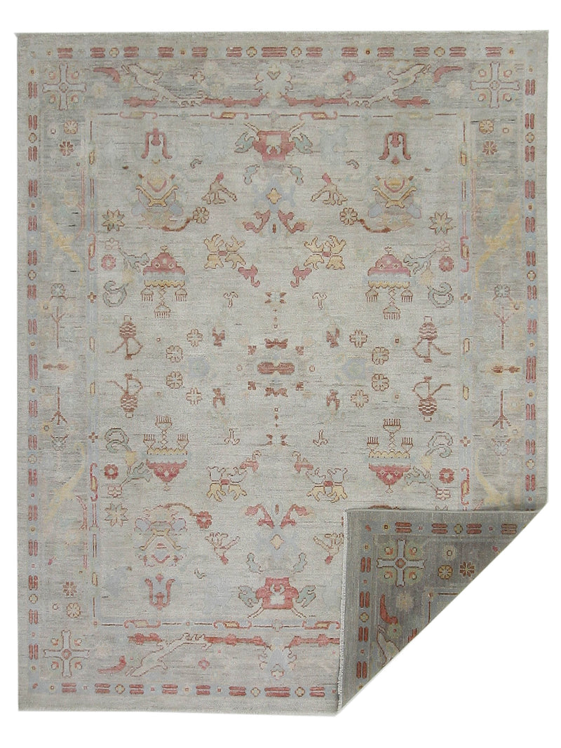 Pacific Ushak Wool Weft 42334 Beige Multi Transitional Hand Knotted Rug