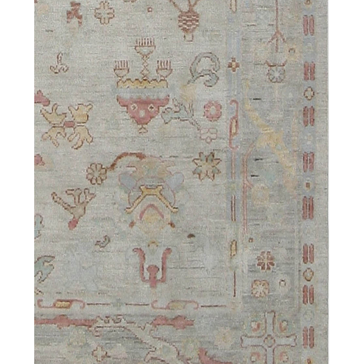 Pacific Ushak Wool Weft 42334 Beige Multi Transitional Hand Knotted Rug