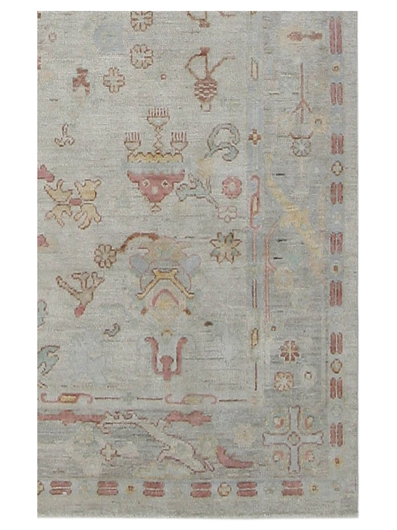 Pacific Ushak Wool Weft 42334 Beige Multi Transitional Hand Knotted Rug