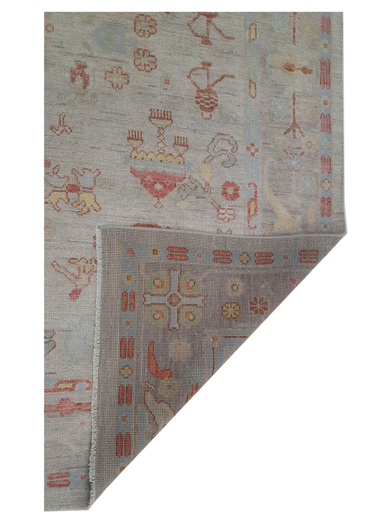 Pacific Ushak Wool Weft 42334 Beige Multi Transitional Hand Knotted Rug