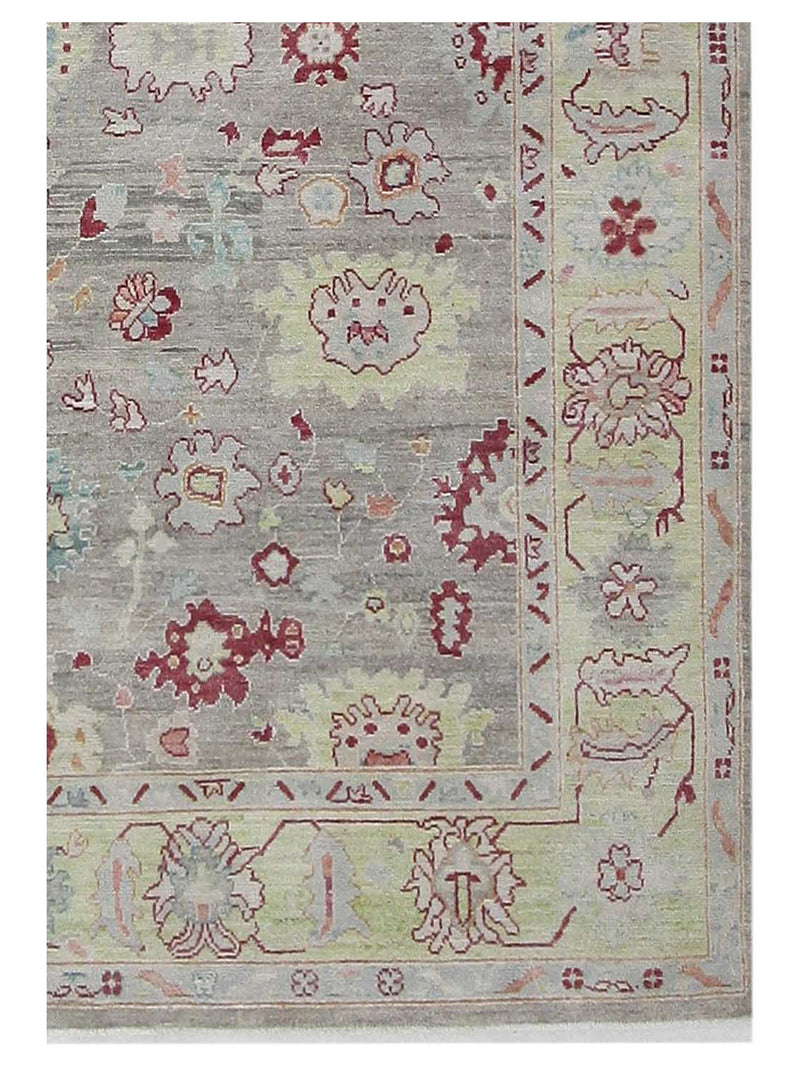 Pacific Ushak Wool Weft 42336 Grey Lime Transitional Hand Knotted Rug