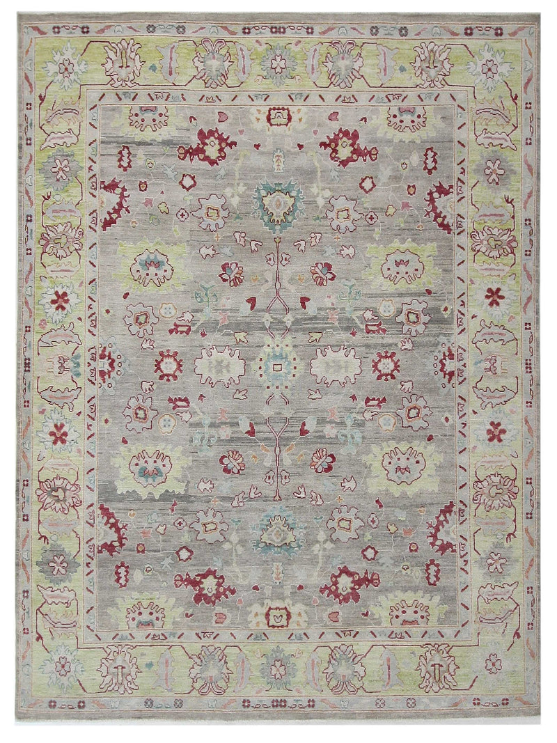 Pacific Ushak Wool Weft  Grey Lime Transitional