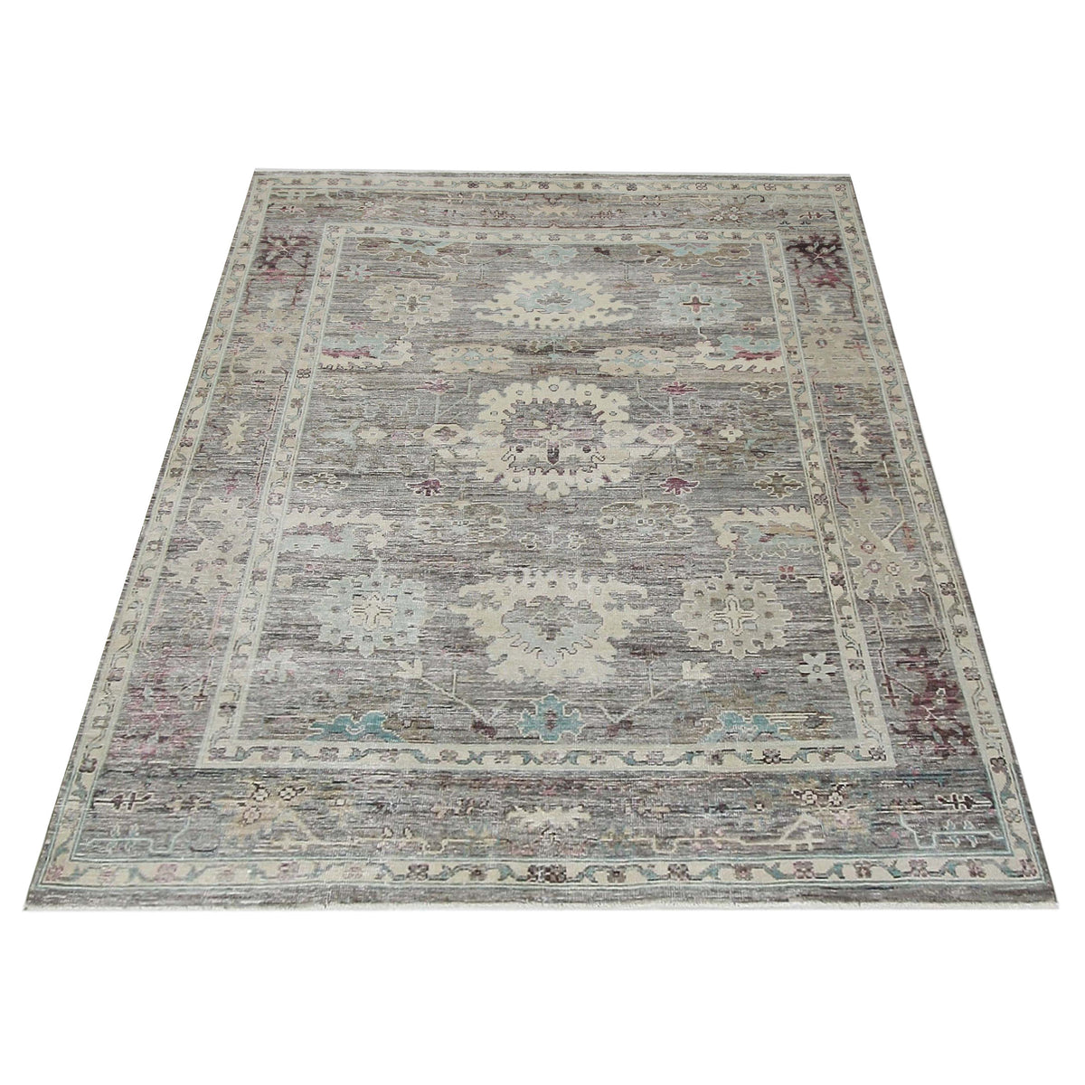 Pacific Ushak Wool Weft 42337 Lt.Brown Beige Transitional Hand Knotted Rug