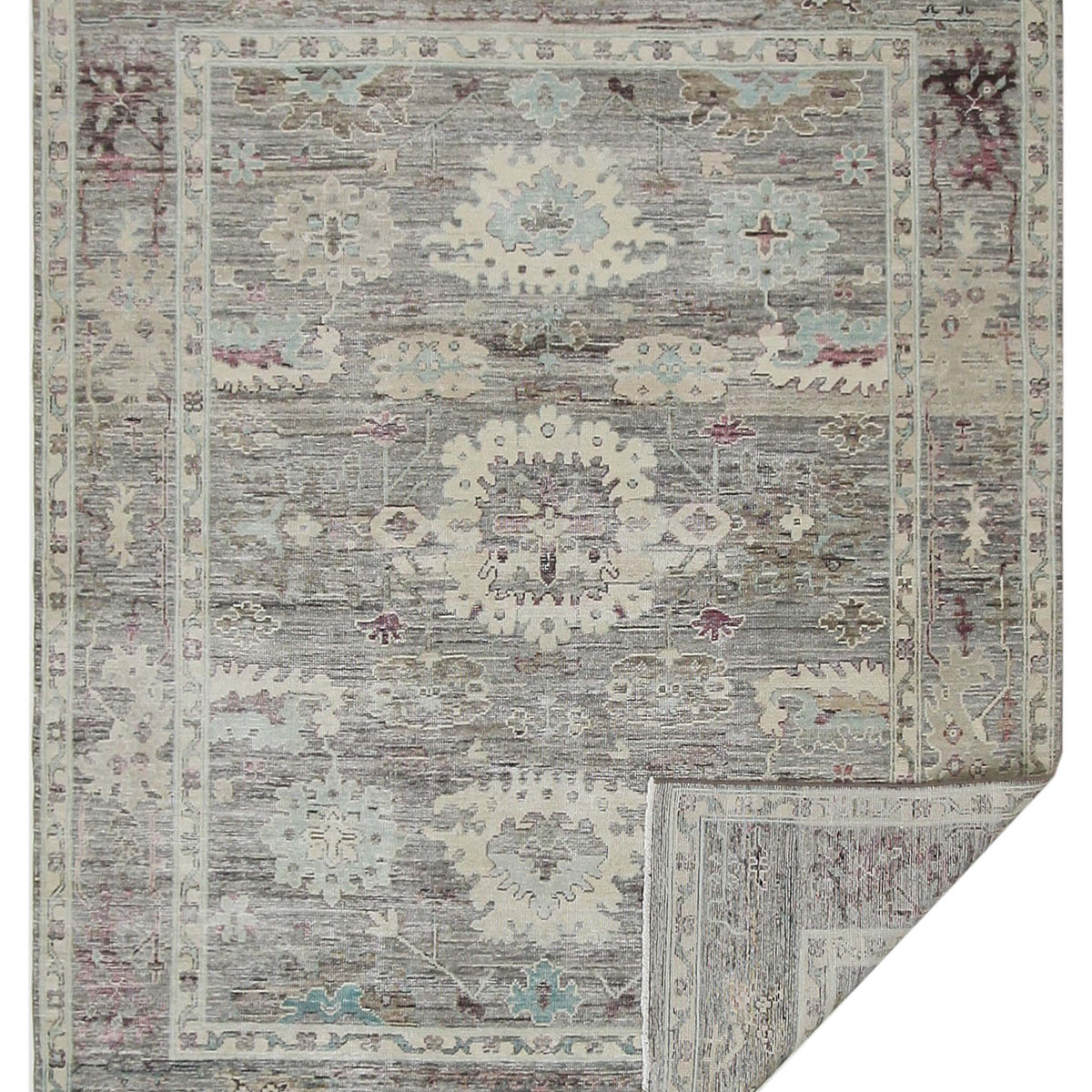 Pacific Ushak Wool Weft 42337 Lt.Brown Beige Transitional Hand Knotted Rug