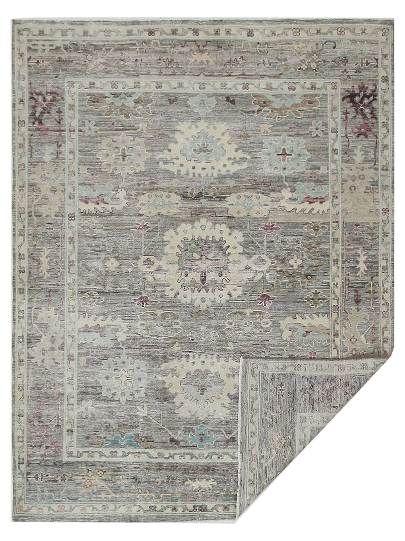 Pacific Ushak Wool Weft 42337 Lt.Brown Beige Transitional Hand Knotted Rug