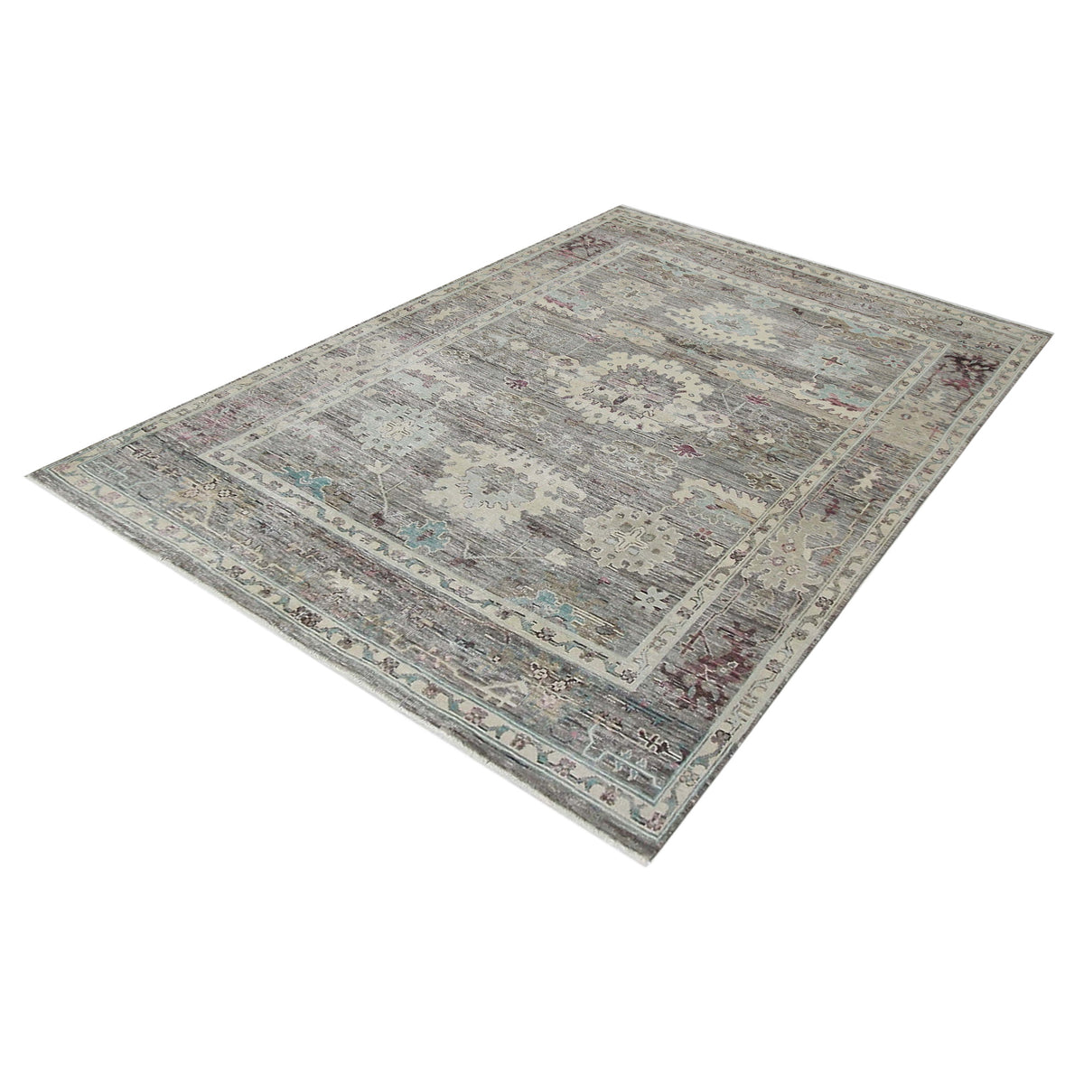 Pacific Ushak Wool Weft 42337 Lt.Brown Beige Transitional Hand Knotted Rug