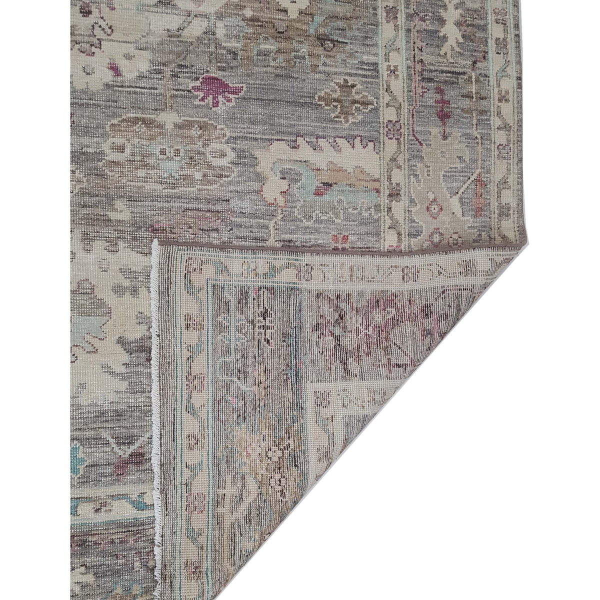 Pacific Ushak Wool Weft 42337 Lt.Brown Beige Transitional Hand Knotted Rug