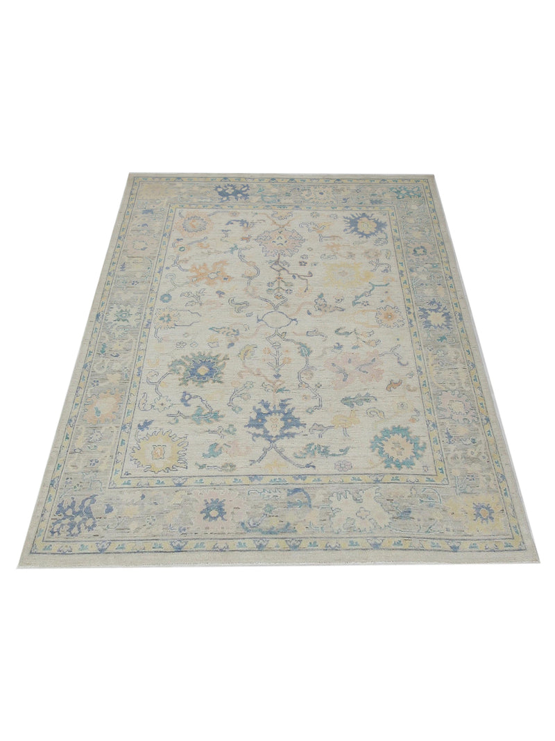 Pacific Ushak Wool Weft 42338 Lime Multi Transitional Hand Knotted Rug