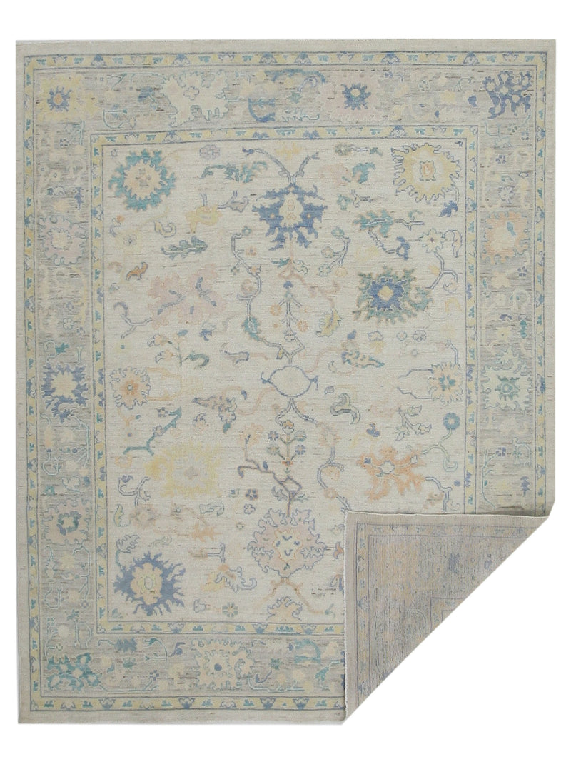 Pacific Ushak Wool Weft 42338 Lime Multi Transitional Hand Knotted Rug