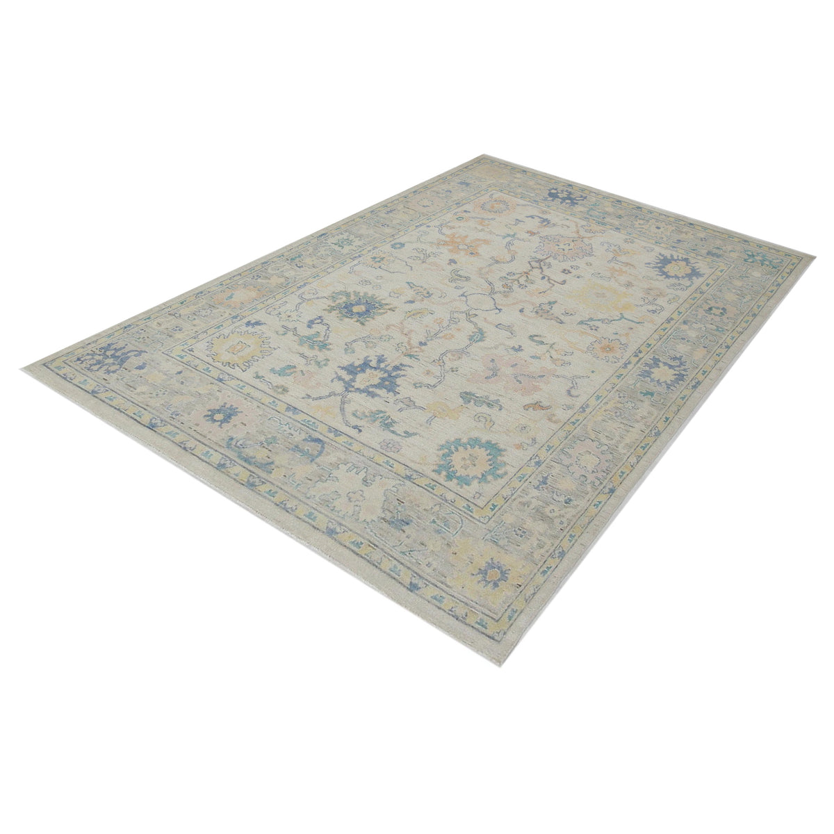 Pacific Ushak Wool Weft 42338 Lime Multi Transitional Hand Knotted Rug