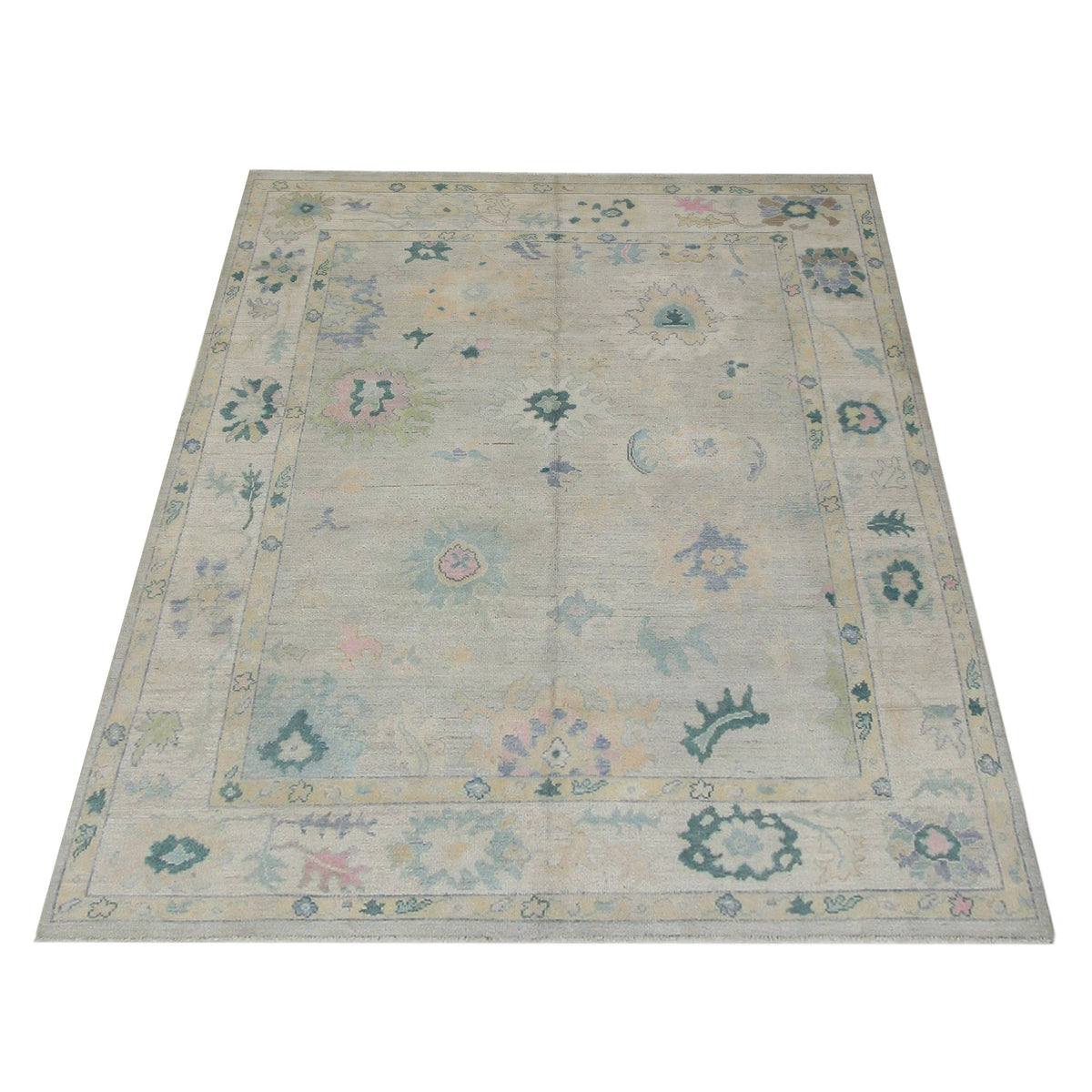 Pacific Ushak Wool Weft 42340 Lime Multi Transitional Hand Knotted Rug