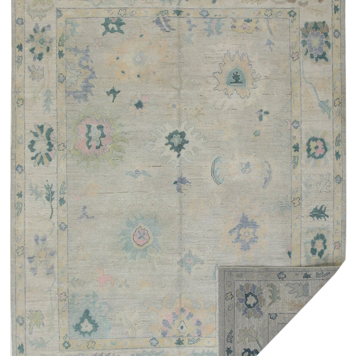 Pacific Ushak Wool Weft 42340 Lime Multi Transitional Hand Knotted Rug
