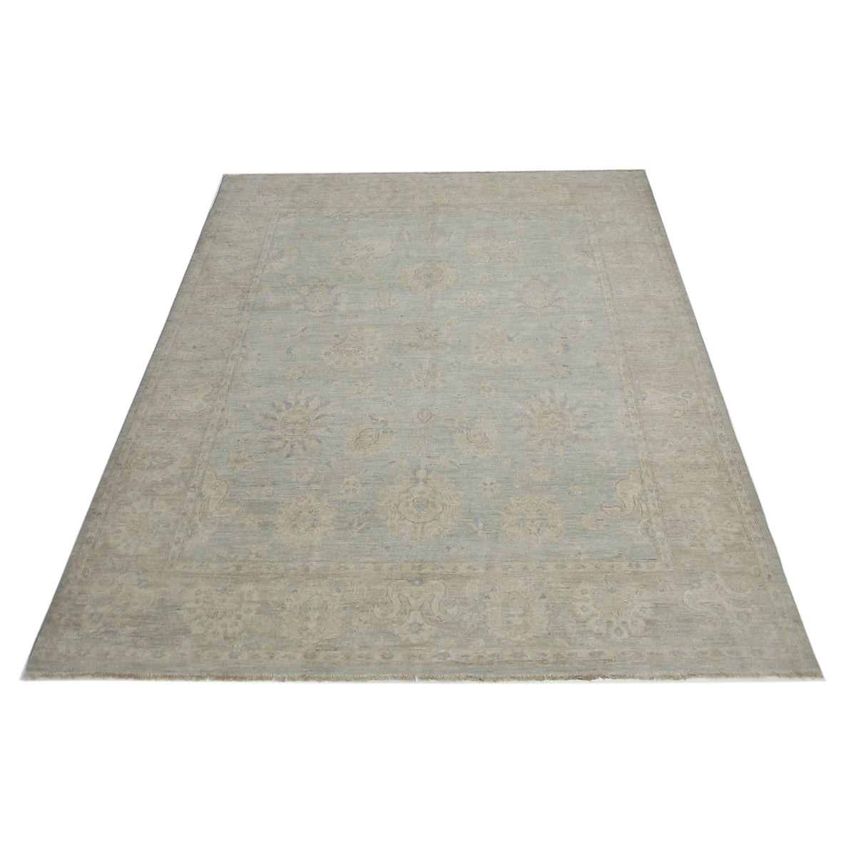 Pacific Ushak Wool Weft 42347 Lt.Grey Beige Transitional Hand Knotted Rug