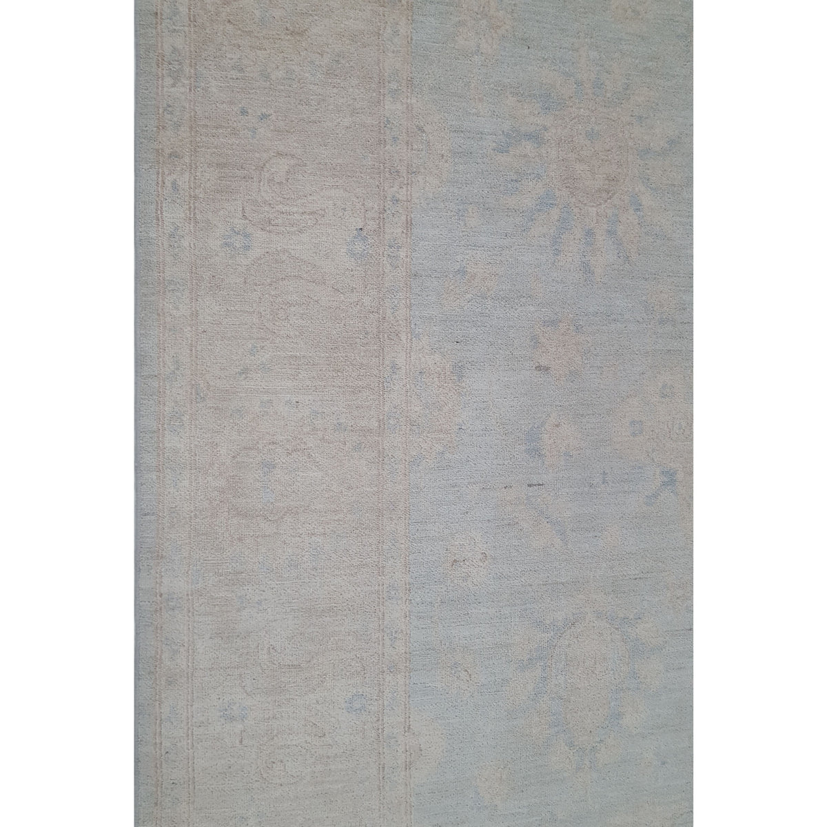 Pacific Ushak Wool Weft 42347 Lt.Grey Beige Transitional Hand Knotted Rug