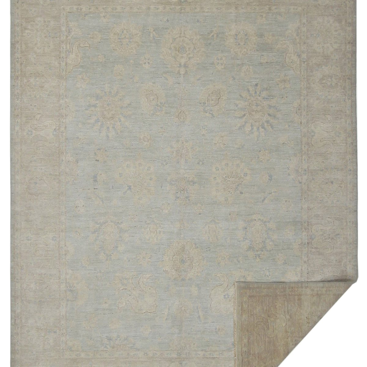 Pacific Ushak Wool Weft 42347 Lt.Grey Beige Transitional Hand Knotted Rug