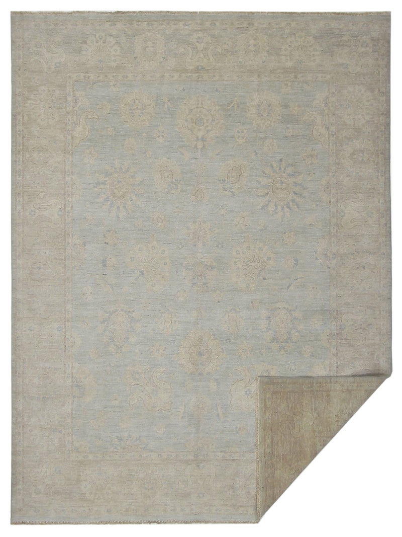 Pacific Ushak Wool Weft 42347 Lt.Grey Beige Transitional Hand Knotted Rug