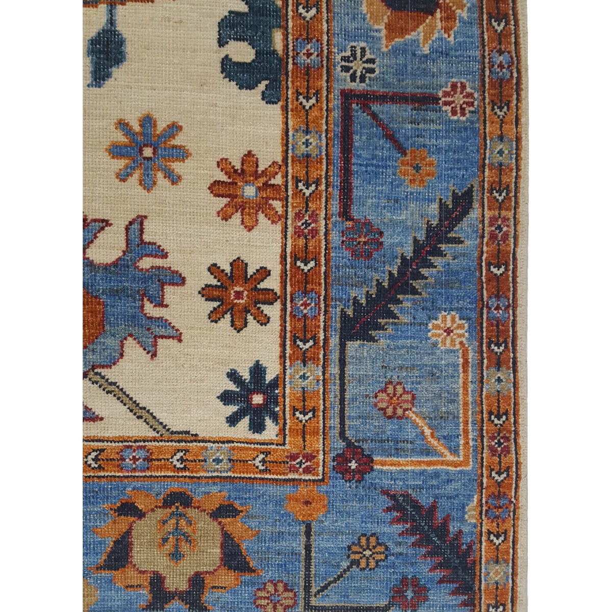 Pacific Ushak Wool Weft 42361 Beige Blue Transitional Hand Knotted Rug