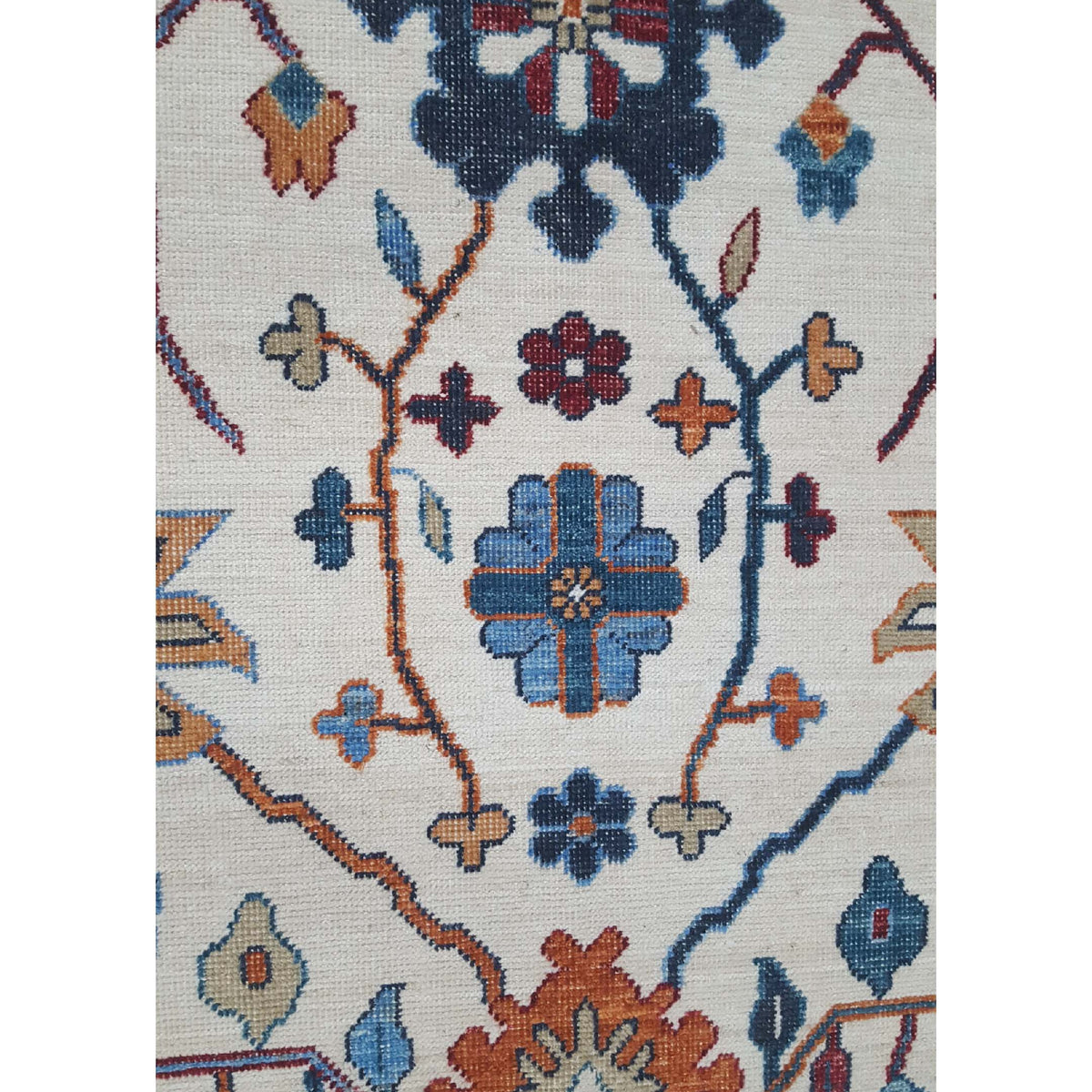 Pacific Ushak Wool Weft 42361 Beige Blue Transitional Hand Knotted Rug
