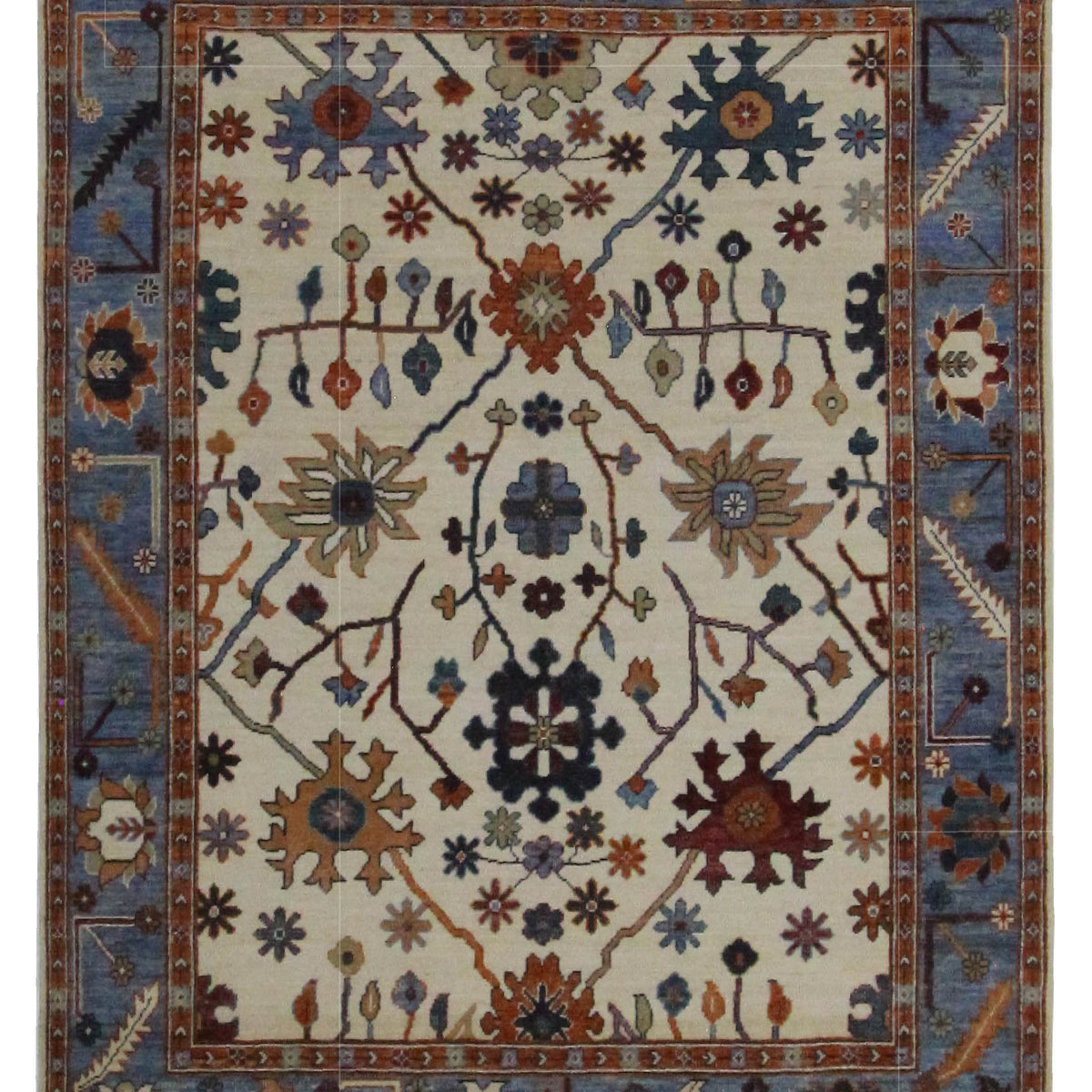 Pacific Ushak Wool Weft  Beige Blue Transitional