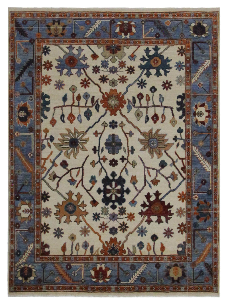 Pacific Ushak Wool Weft  Beige Blue Transitional