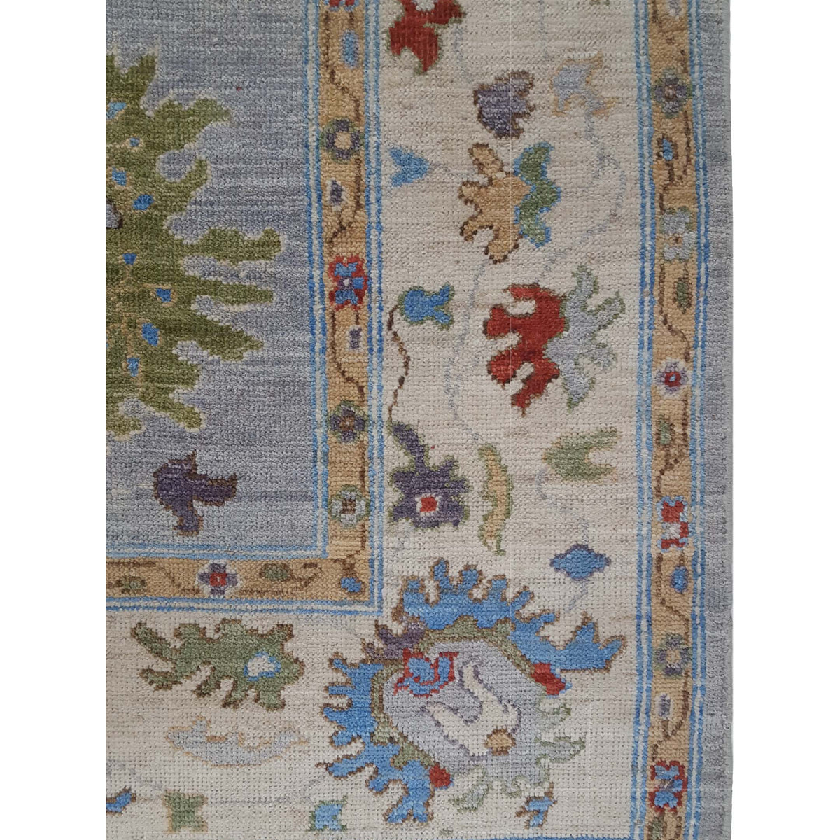 Pacific Ushak Wool Weft 42364 Grey Beige Transitional Hand Knotted Rug