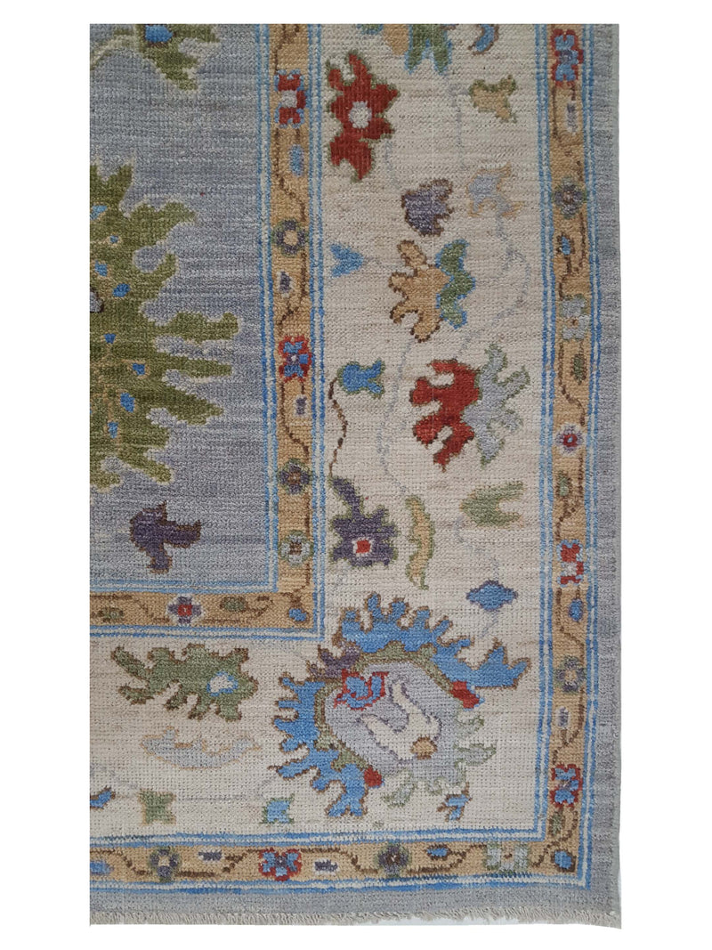 Pacific Ushak Wool Weft 42364 Grey Beige Transitional Hand Knotted Rug