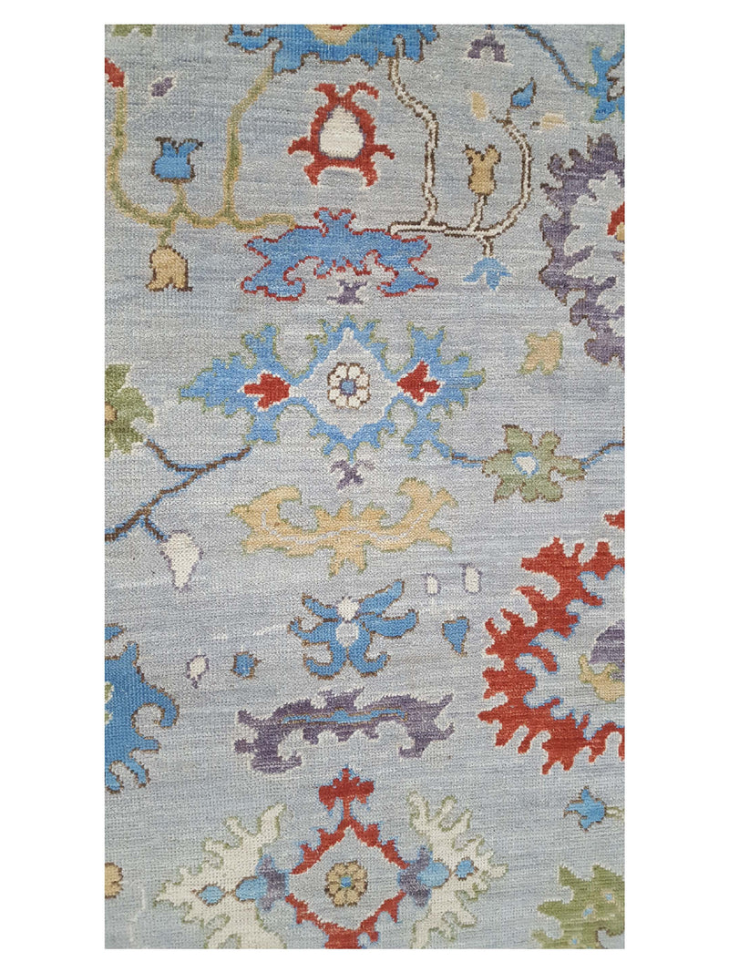 Pacific Ushak Wool Weft 42364 Grey Beige Transitional Hand Knotted Rug