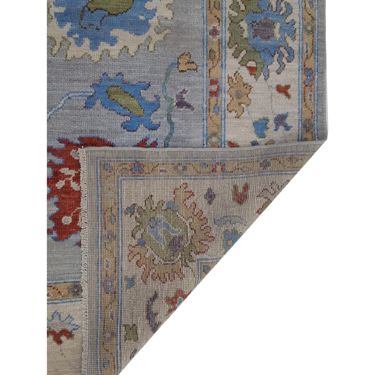 Pacific Ushak Wool Weft 42364 Grey Beige Transitional Hand Knotted Rug