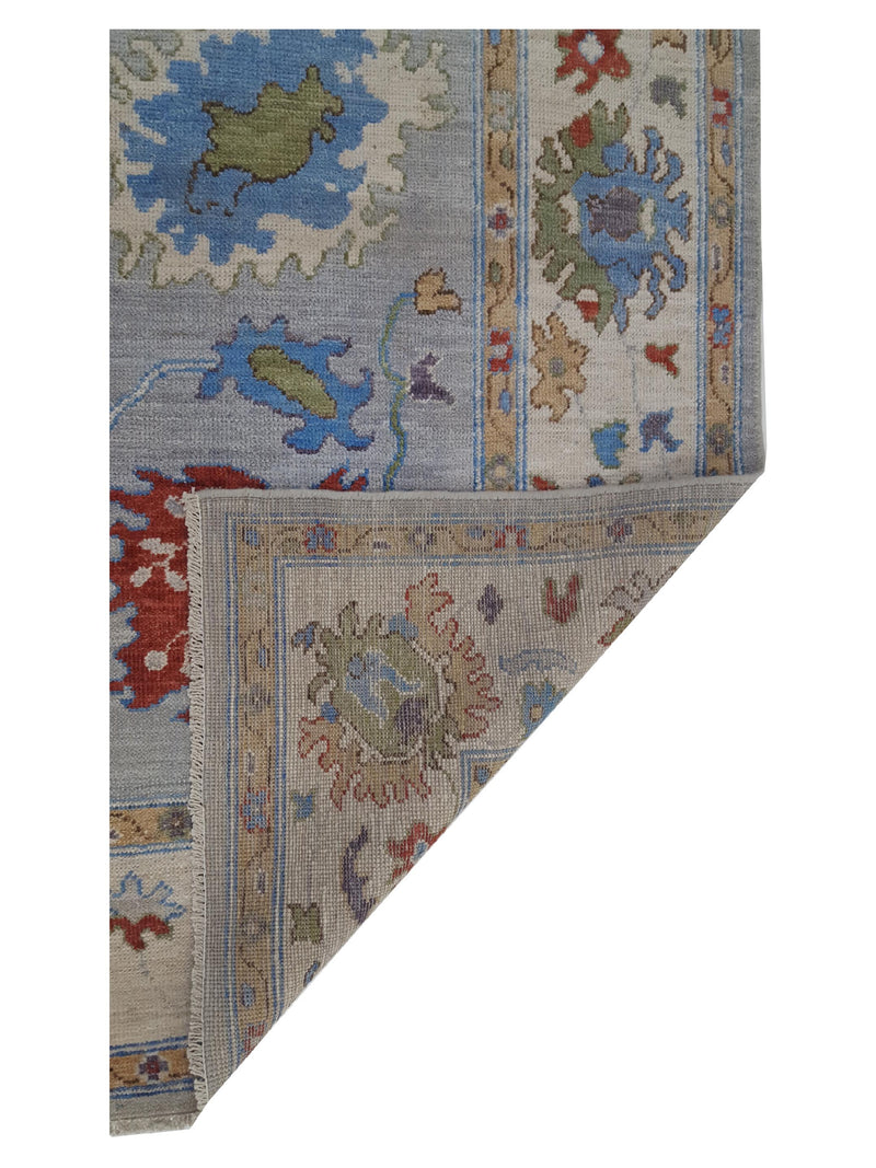 Pacific Ushak Wool Weft 42364 Grey Beige Transitional Hand Knotted Rug