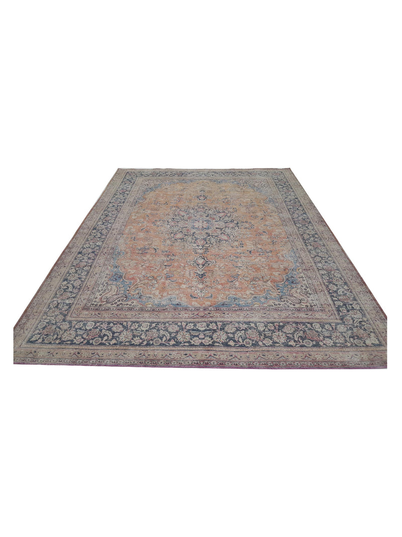 Pacific Vintage 42367 Orange Blue Vintage Hand Knotted Rug