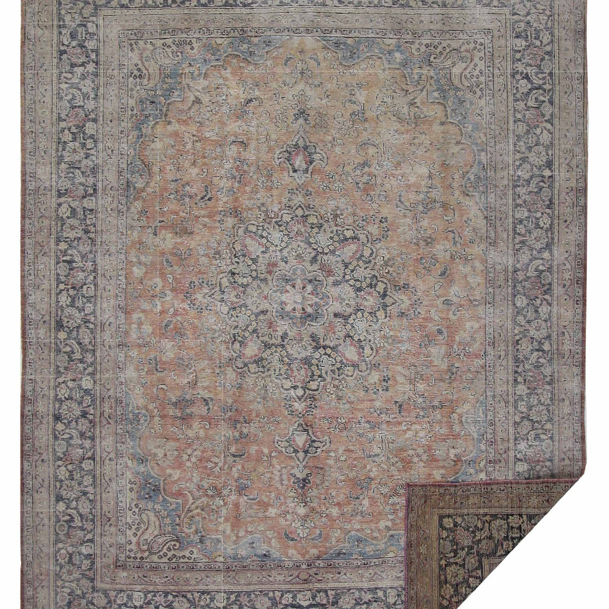 Pacific Vintage 42367 Orange Blue Vintage Hand Knotted Rug