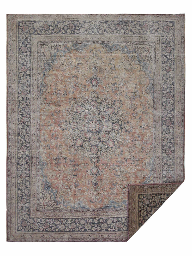 Pacific Vintage 42367 Orange Blue Vintage Hand Knotted Rug
