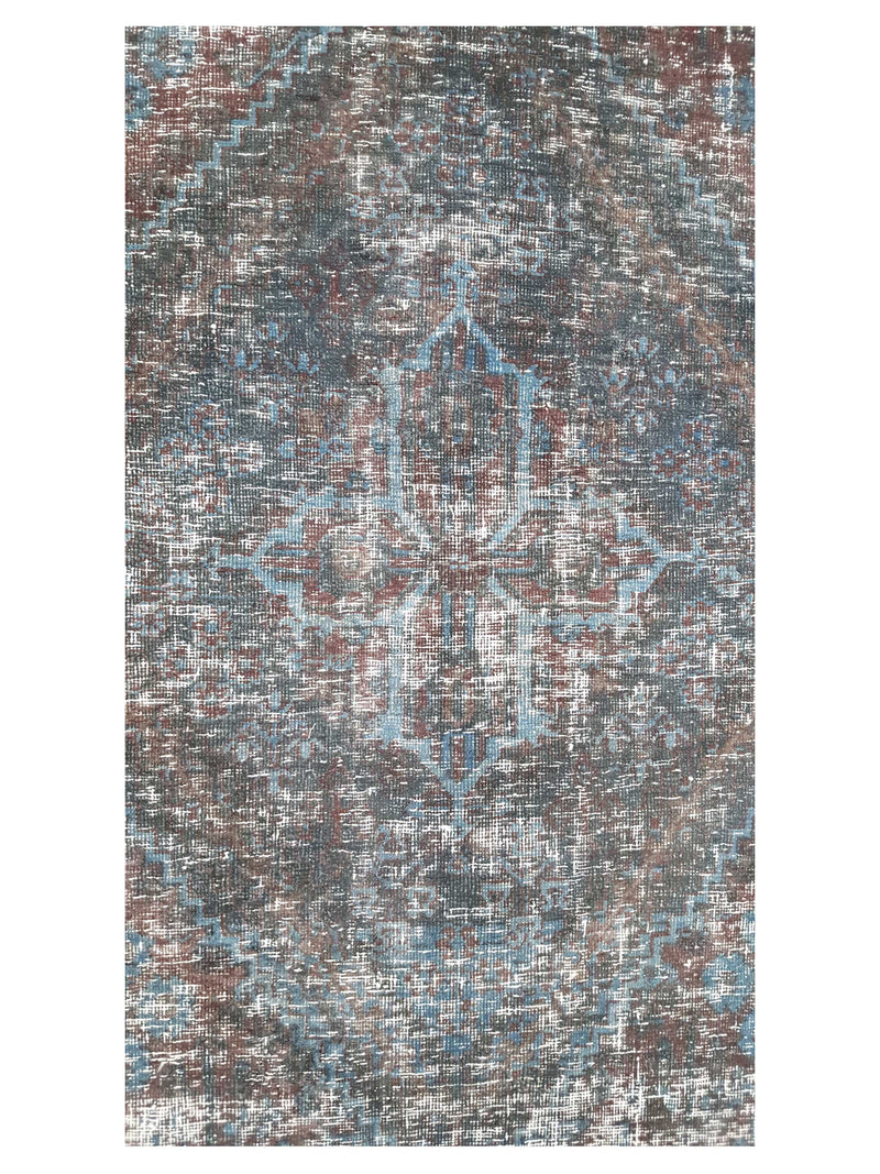 Pacific Overdyed 42372 Teal Blue Transitional Hand Knotted Rug