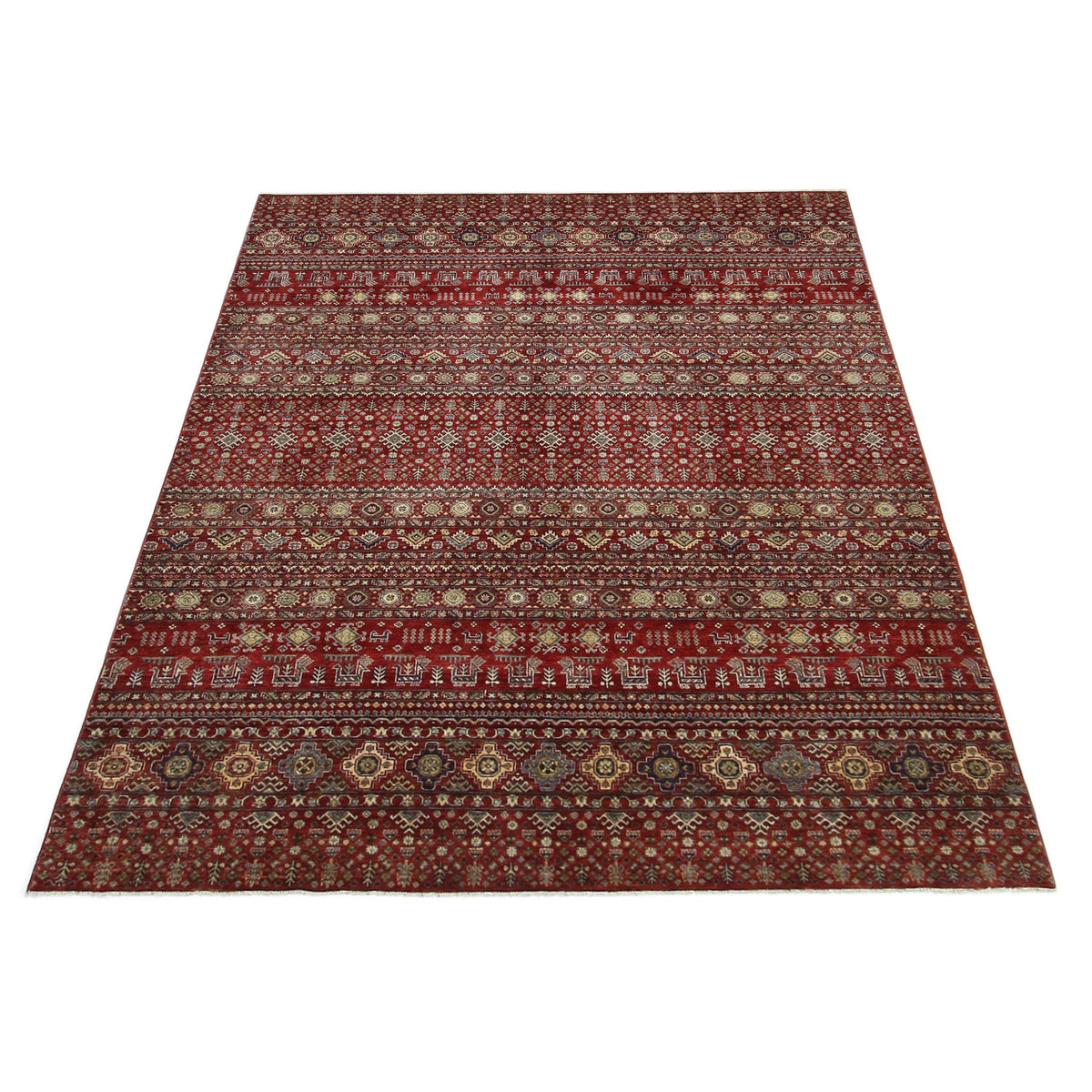 Pacific Khorgeen 42378 Red Red Transitional Hand Knotted Rug