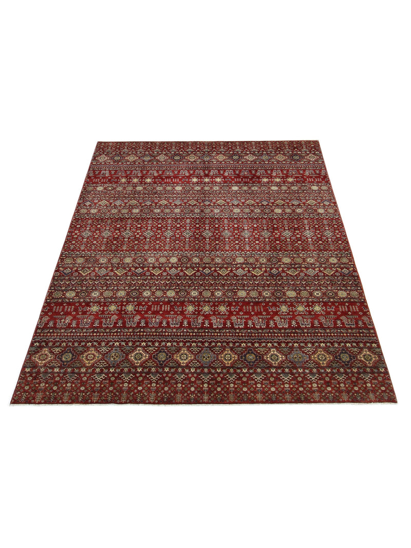 Pacific Khorgeen 42378 Red Red Transitional Hand Knotted Rug