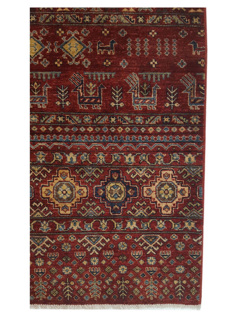 Pacific Khorgeen 42378 Red Red Transitional Hand Knotted Rug