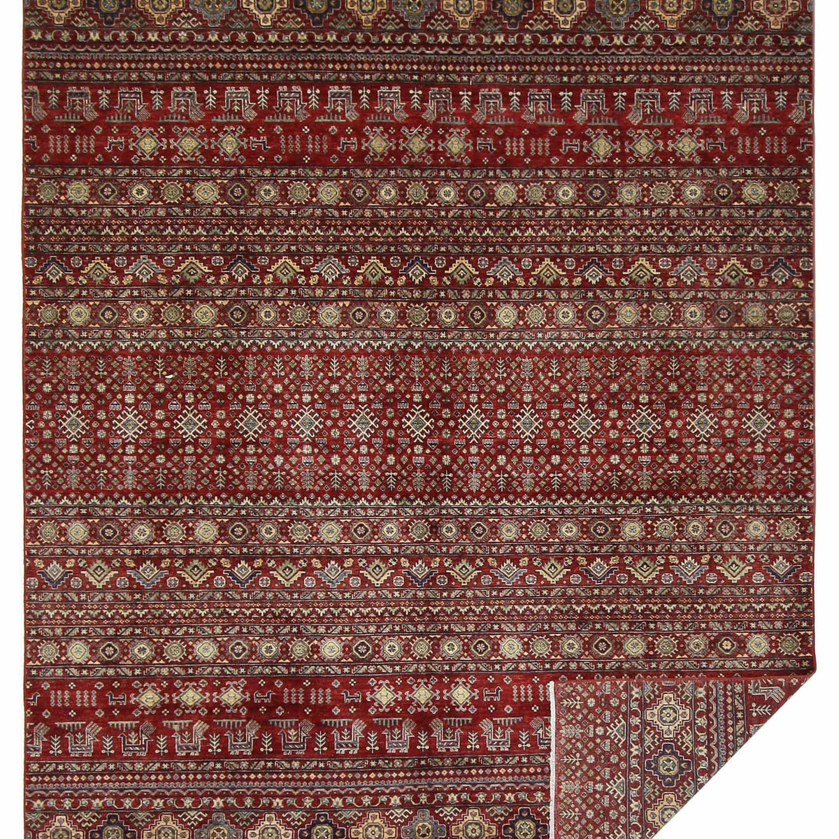Pacific Khorgeen 42378 Red Red Transitional Hand Knotted Rug