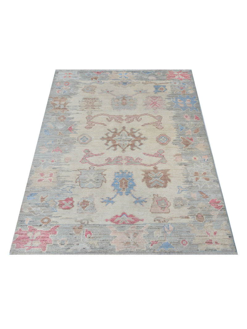 Pacific Ushak Wool Weft 42390 Ivory Grey Transitional Hand Knotted Rug