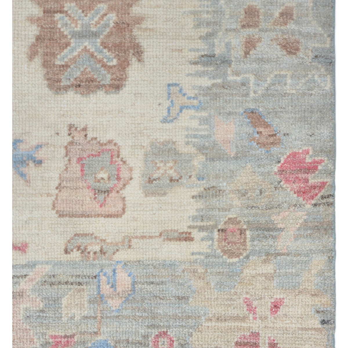 Pacific Ushak Wool Weft 42390 Ivory Grey Transitional Hand Knotted Rug