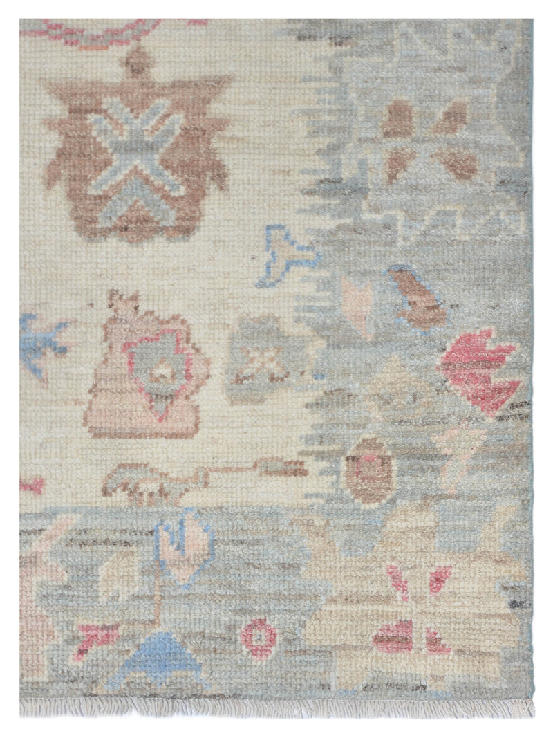 Pacific Ushak Wool Weft 42390 Ivory Grey Transitional Hand Knotted Rug